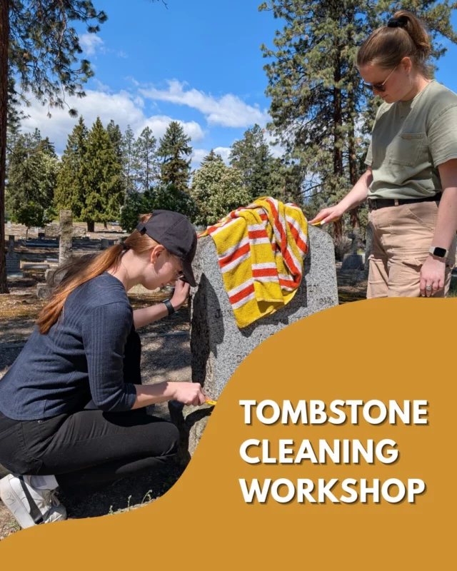 Help protect Kelowna’s history! Learn the proper techniques for cleaning and preserving historical grave markers at this hands-on workshop.

All cleaning supplies and drinking water will be provided. Please bring a stool or lawn chair for your comfort.

For any inquiries please contact Megan at mfisher@kelownamuseums.ca

$15

September 20 | 10am-12pm | Kelowna Memorial Park Cemetery

Visit the link in our profile to register
.
.
.
#OurCommunity #KelownaHistory #Workshops #Historic #KelownaMuseums #Okanagan #Preservation #MuseumMonday